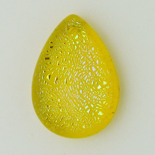 Mini-pendentif goutte 18mm jaune en verre dichroïque breloque