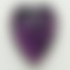 Mini-pendentif coeur  14mm violet motif noir en verre dichroïque breloque
