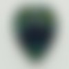 Mini-pendentif coeur  14mm vert bleu en verre dichroïque breloque