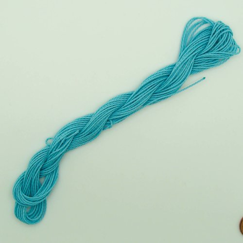 8 mètres fil torsadé bleu polyester ciré 1mm cordon lacet création bijoux déco