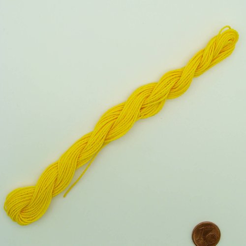 8 mètres fil torsadé jaune polyester ciré 1mm cordon lacet création bijoux déco