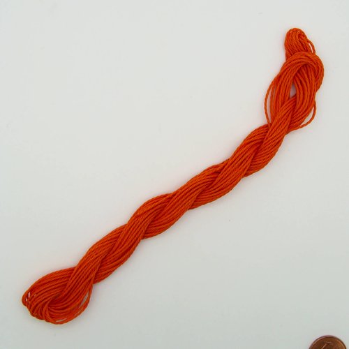 8 mètres fil torsadé orange polyester ciré 1mm cordon lacet création bijoux déco