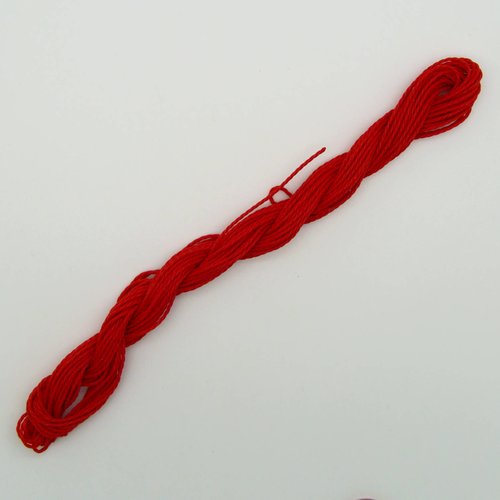 8 mètres fil torsadé rouge polyester ciré 1mm cordon lacet création bijoux déco