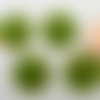 4 cabochons 15mm verre millefiori vert  motifs fleurs