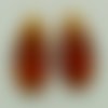 2 pendentifs gouttes 22mm verre simple facetté marron