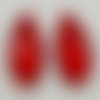 2 pendentifs gouttes 22mm verre simple facetté rouge