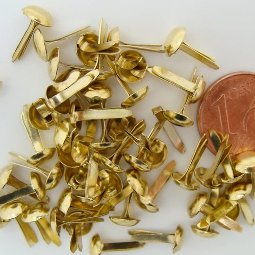 50 brads 11mm attaches parisiennes métal couleur dorée