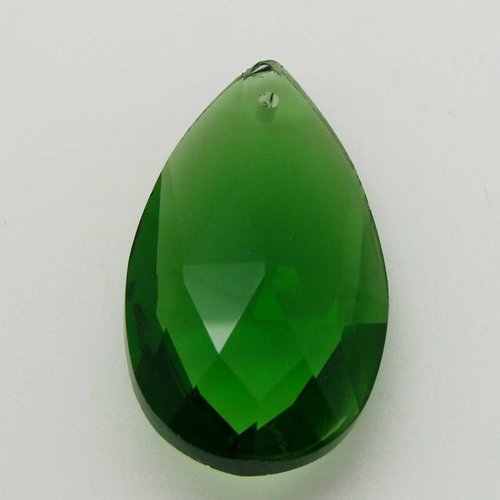 1 pendentif goutte vert emeraude 38mm verre simple facetté