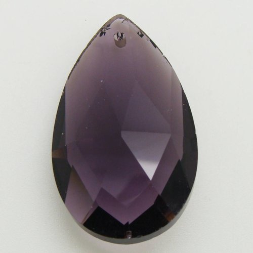 1 pendentif goutte violet 38mm verre simple facetté
