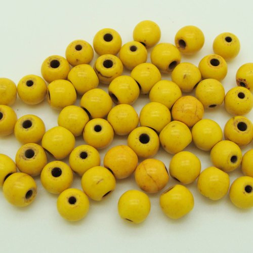50 perles rondes 8mm jaune pierre reconstituée