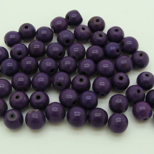 50 perles rondes 8mm violet foncé pierre reconstituée