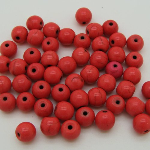 50 perles rondes 8mm rose foncé pierre reconstituée