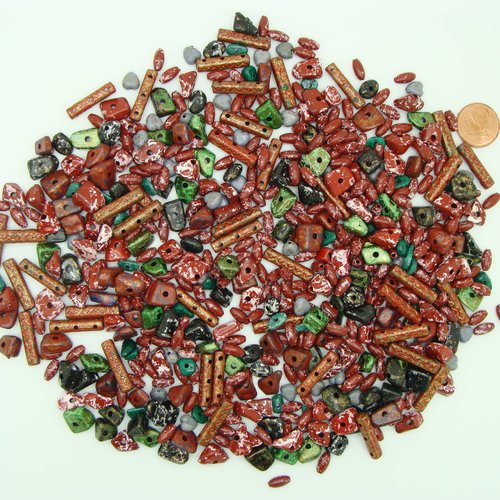 75 grammes perles acryliques multicolores marbrés mix formes et tailles