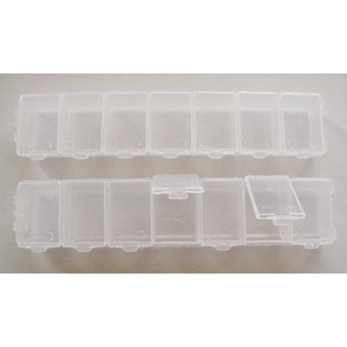 2 casiers 7 compartiments 15cm plastique transparent pilulier