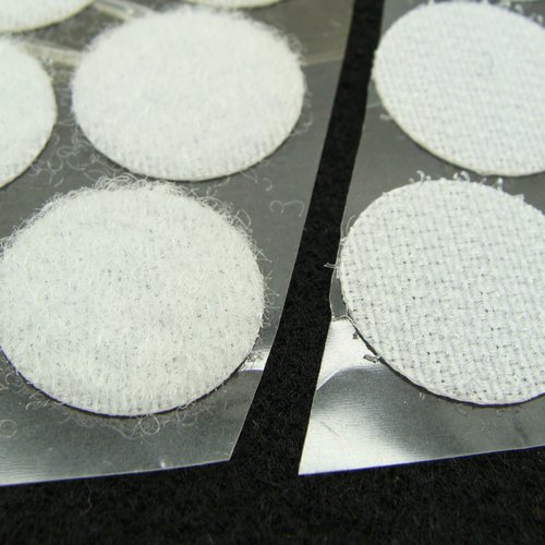 20 pastilles scratch auto-agrippantes 20mm blanches adhésives rondes