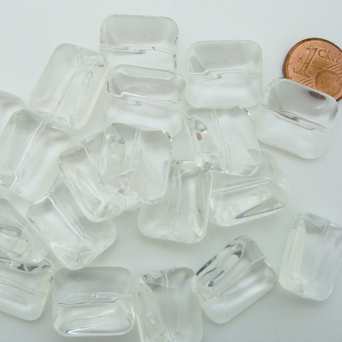 20 perles transparentes rectangle 17mm en verre simple