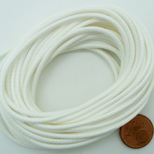 5 mètres fil blanc nylon polyester ciré 2mm cordon lacet création bijoux déco