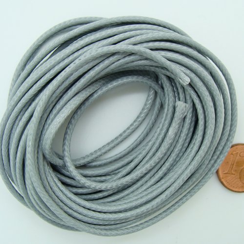 5 mètres fil gris nylon polyester ciré 2mm cordon lacet création bijoux déco