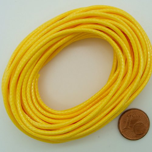 5 mètres fil jaune nylon polyester ciré 2mm cordon lacet création bijoux déco