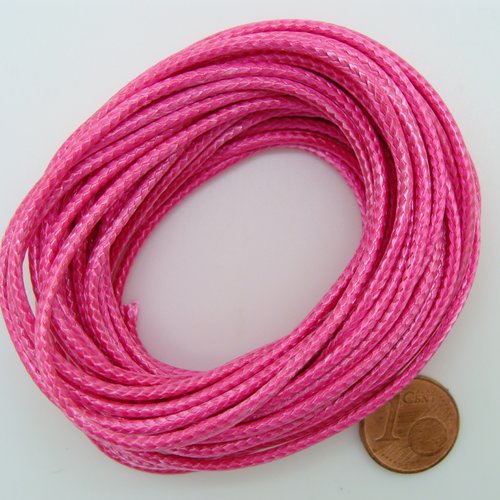 5 mètres fil rose violet nylon polyester ciré 2mm cordon lacet création bijoux déco