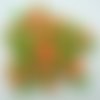30 perles bicolores orange vert rondes 8mm verre peint