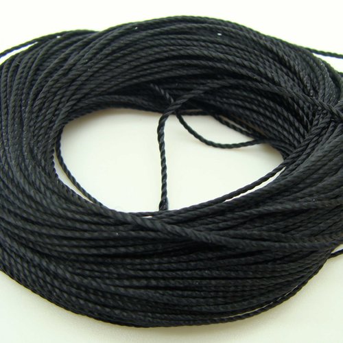 20 mètres fil noir 0,6mm cordon fin et solide