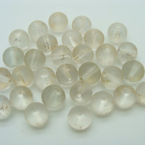 30 perles transparentes rondes 10mm verre simple peint givrel