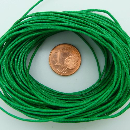 Fil echeveau 10m environ cordon coton cire 1mm vert