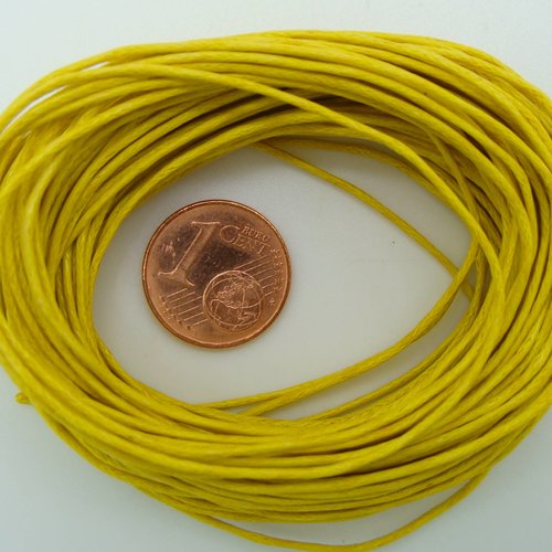 Fil echeveau 10m environ cordon coton cire 1mm jaune