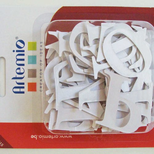 60 lettres cartons blancs stickers 40m a-z alphabet artemio diy déco loisirs