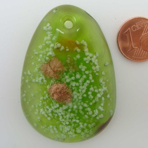 Pendentif goutte platen verre 50mm vert diy création bijoux