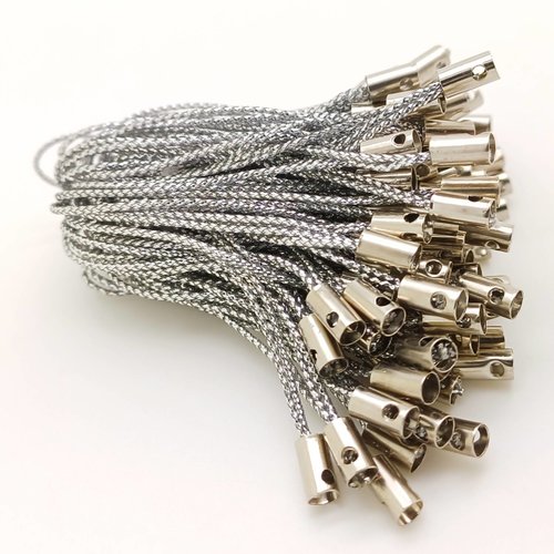 100 attaches argentées pour portable dragonnes 45mm nylon sans anneaux