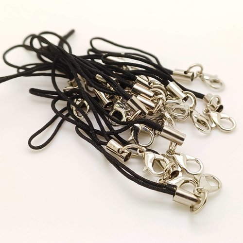 20 straps dragonnes noires avec mousquetons attaches bijoux sacs portable