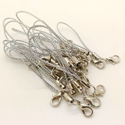 20 straps dragonnes argentées avec mousquetons attaches bijoux sacs portable
