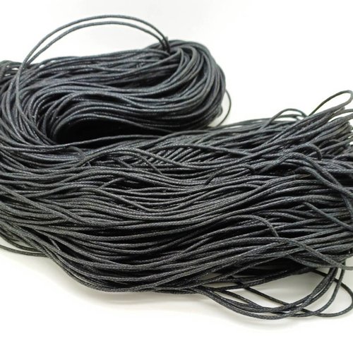 Fil echeveau 150m environ cordon coton cire 1,7mm noir