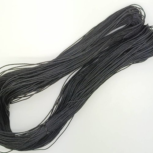 75 mètres fil torsadé noir polyester ciré 1mm cordon lacet création bijoux déco