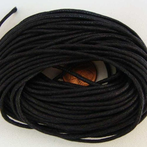 10m fil coton ciré 1,5mm noir cordon épais bijoux diy mercerie macramé