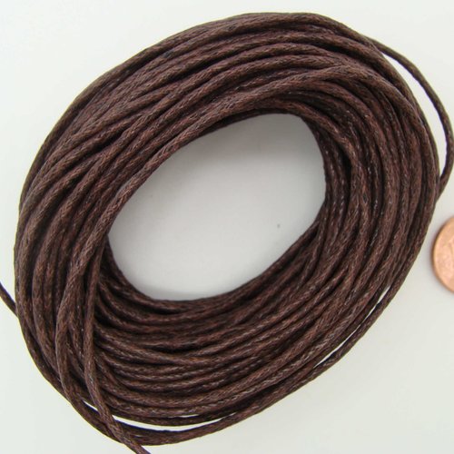 10m fil coton ciré 1,5mm marron foncé cordon épais bijoux diy mercerie macramé