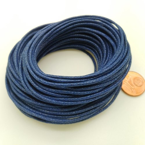10m fil coton ciré 1,5mm bleu foncé cordon épais bijoux diy mercerie macramé