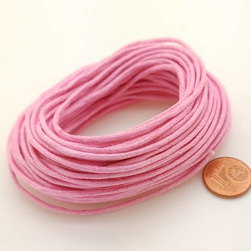 10m fil coton ciré 1,5mm rose cordon épais bijoux diy mercerie macramé