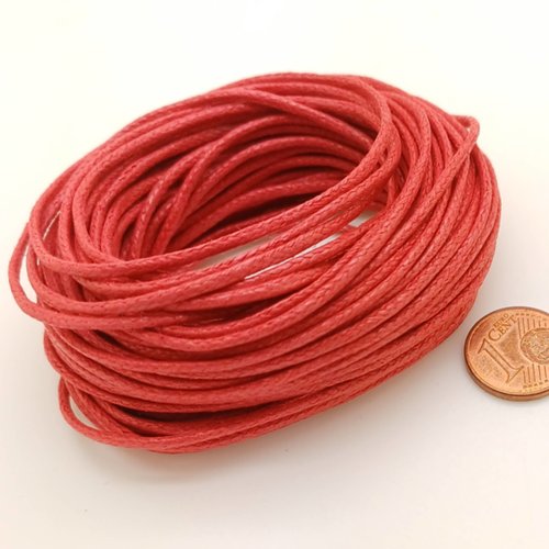 10m fil coton ciré 1,5mm rouge cordon épais bijoux diy mercerie macramé