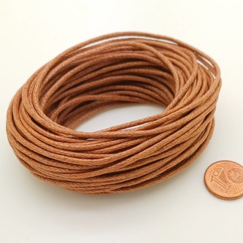 10m fil coton ciré 1,5mm marron cordon épais bijoux diy mercerie macramé
