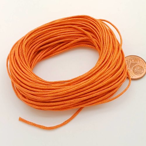 Fil echeveau 10m environ cordon coton cire 1mm orange