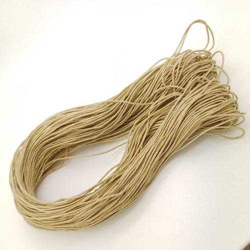 Fil echeveau 65m environ cordon coton cire 1mm kaki clair