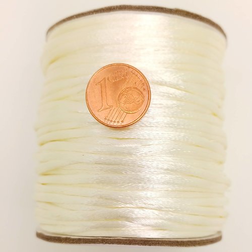 5 mètres queue de rat fil cordon satiné 2mm creme