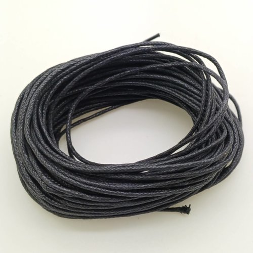 10m fil coton ciré 1,2mm noir cordon bijoux diy mercerie macramé