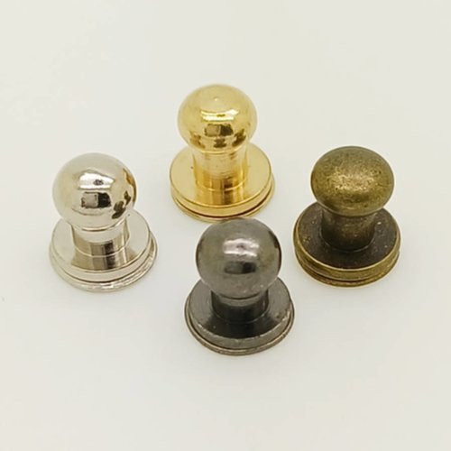 5 mini poignées ou bouton de col droits 8mm métal couleur au choix rivet à visser cartonnage maroquinerie