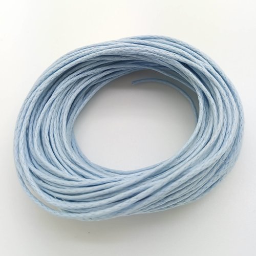 Fil cordon coton ciré 0,7mm bleu clair echeveau 10m fin et solide