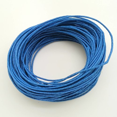 Fil cordon coton ciré 0,7mm bleu foncé echeveau 10m fin et solide