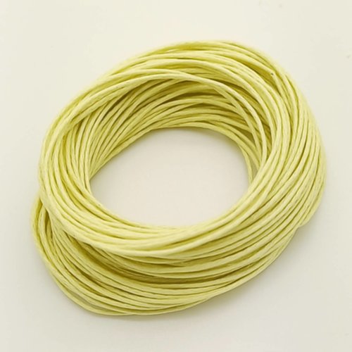 Fil cordon coton ciré 0,7mm jaune clair echeveau 10m fin et solide